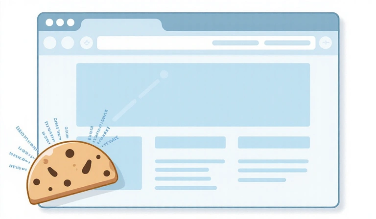 Illustration d'un navigateur web affichant un site avec un petit fichier cookie